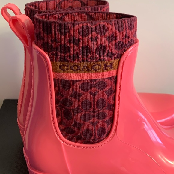 Brand New Coach Rivington Rubber Short Rain Boots 7 B/Narrow Fit/Size Up - Picture 3 of 12